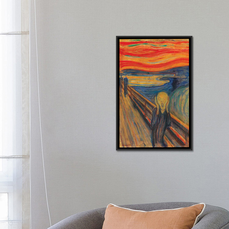 « the scream » par edvard munch it, reproduction d’art sur toile, H 26 po x l 18 po x P 1,5 po, Toile avec cadre noir