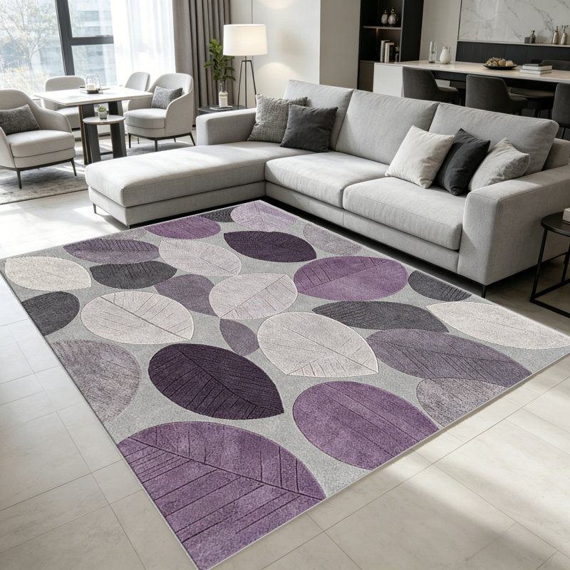Lavender Grey Leaf Abstract carpet-easy to clean, machine-washable, soft and comfortable; suitable for door mats, kitchens, living rooms, bedrooms, corridors, and laundry areas. Easy to clean, durable carpet for home decoration.