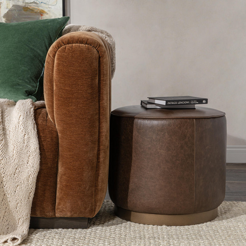 Clair Leather End Table, Dark Brown
