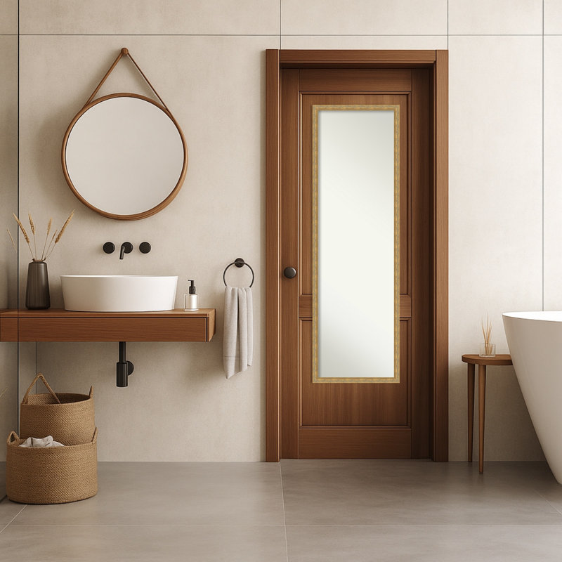 Miroir de porte pleine grandeur en bois non biseauté Apolline, Or foncé