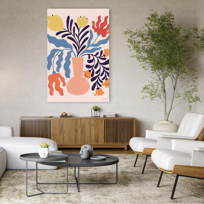 Mid-Century moderne et bohémien Mid Mod Floral I, H 48 po x l 32 po
