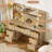 Makeup Vanity Table With Led Lighted Mirror, Power Outlet,7 Drawers,4 Shelves,5 Jewelry Hooks-273860408-276616923