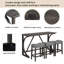 Ensemble de table de bar compacte 4 pièces avec prise de courant et 3 tabourets rembourrés pour la salle à manger, le salon ou la salle de jeux en gris foncé