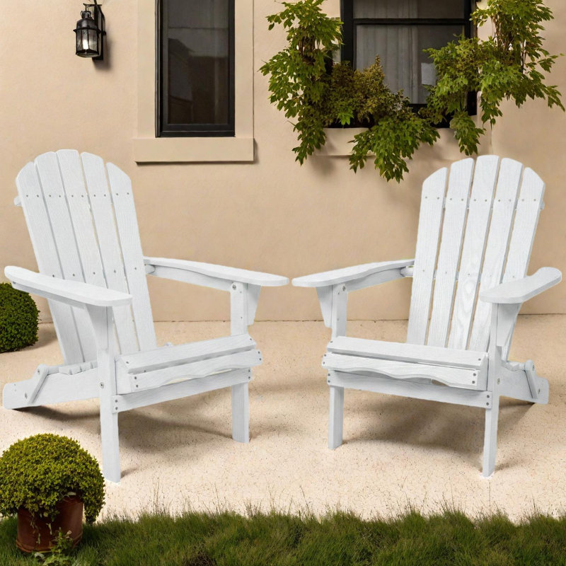 Chaise de patio pliante en bois Adirondack, Blanc