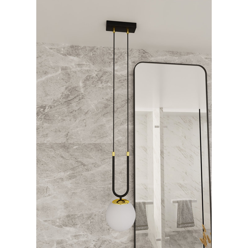 Trinton 1 - Light Black Kitchen Island Pendant, Black, White