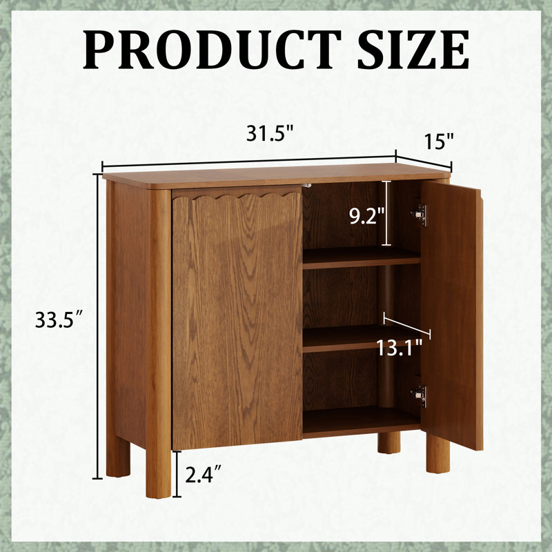 31.5" Solid Wood Veneer Accent Cabinet, Brown
