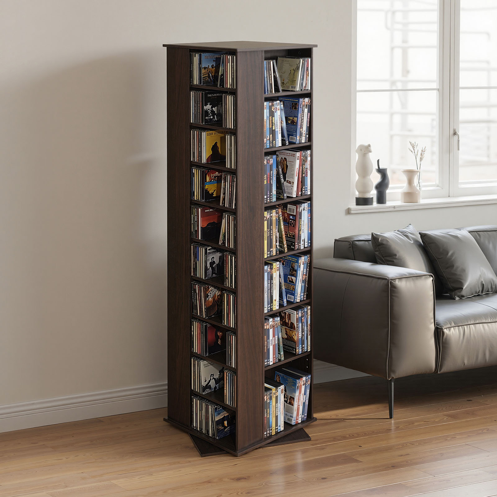 Horizontal Dvd Rack Latitude Run® Media Storage Cabinet, CD Rack Tower, 34 Compartments ...