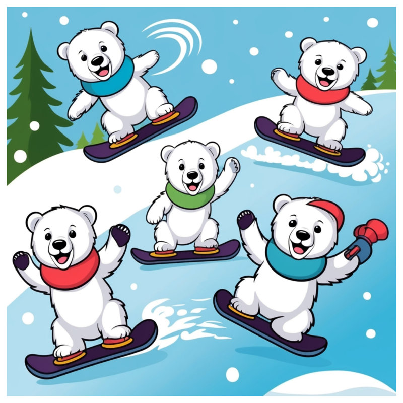 Polar Bears Snowboarding Comforter, Twin Extra Long