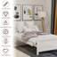Lit plateforme simple en bois avec tête de lit, pied de lit et lattes de bois, blanc-1049716384