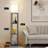Modern Floor Lamp With Shelves, 3-Tier Corner Standing Lamp With Adjustable Color Temperature LED Bulb, Space-Saving Design For Living Room, Bedroom, Office (Black)