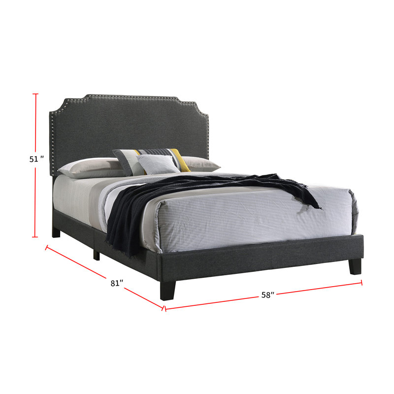 Arsula Upholstered Standard Bed, Full, Beige
