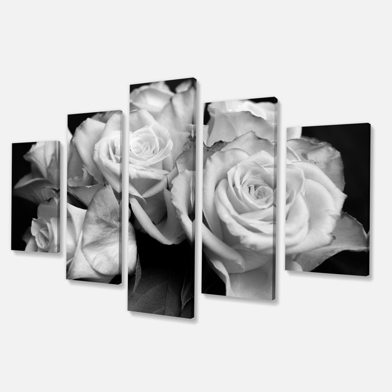 « bott of roses », ensemble de 5 impressions sur toiles tendues en noir/blanc