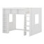 Grand lit mezzanine en bois avec armoires de rangement et tablettes-1921043033