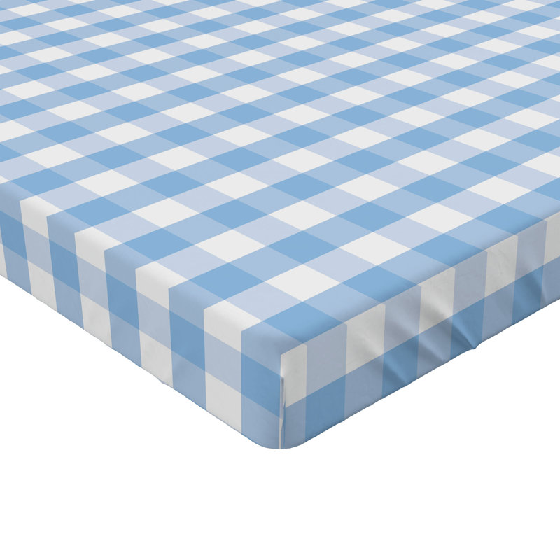 Drap-housse orange Ambesonne, Drap-housse de taille double, Bleu pâle / blanc à carreaux