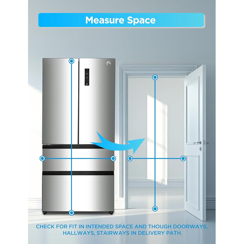 Commercial Cool 18.9 Cu. Ft. French Door Refrigerator, 33 Inch Wide Refrigerator with 2 Bottom Mount Freezer Drawers, Frost Free, LED Lighting, Digital Temperature Control, CCRF1890KS, Stainless Look