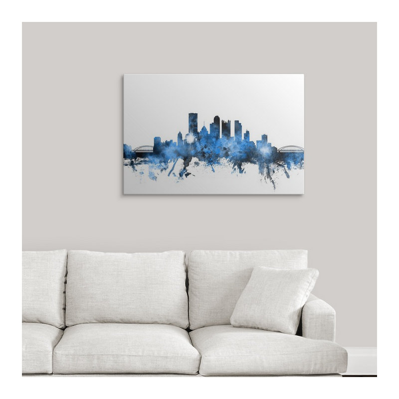 «Pittsburgh Pennsylvania Skyline» par Francy, impression, H 24 po x l 36 po x P 1,5 po, Toile