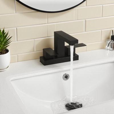 Robinet de lavabo de salle de bain 4 po avec lignes d'alimentation KES noir mat KES