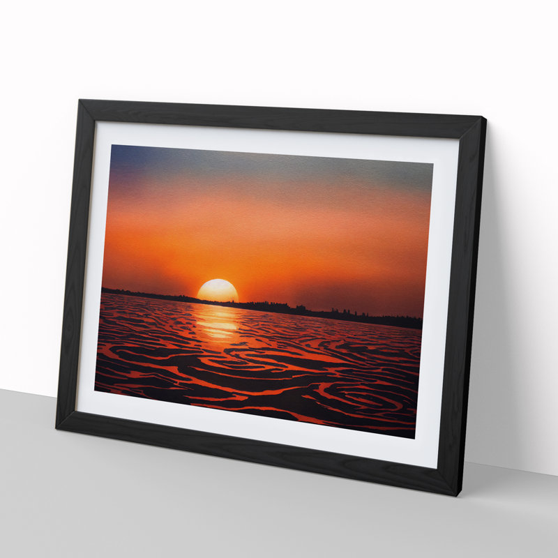 Fabulous Sunset Seascape - Single Picture Frame Print, 46cm H x 64cm W x 2cm D, Black Framed