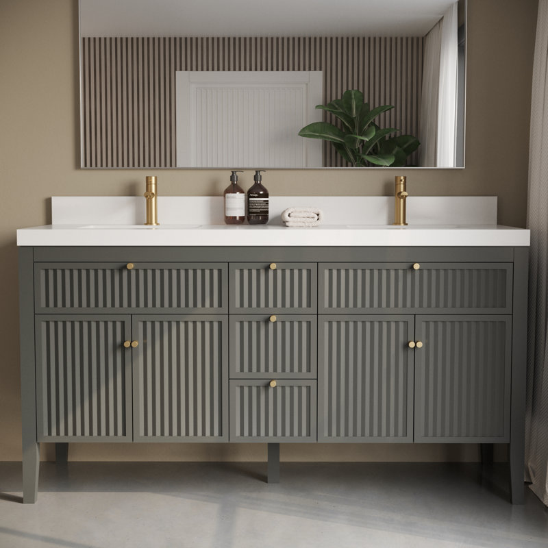 Ensemble de meuble-lavabo simple 63 po Reyan, Gris