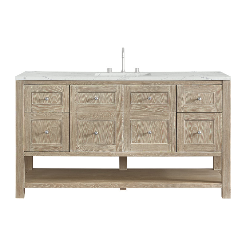 Breckenridge 60'' W Single Vanity, Ethereal Noctis Silestone, Whitewashed Oak, Widespread