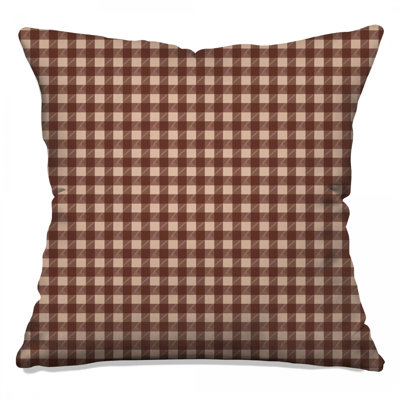 Coussins décoratifs à double face en damier brun et beige