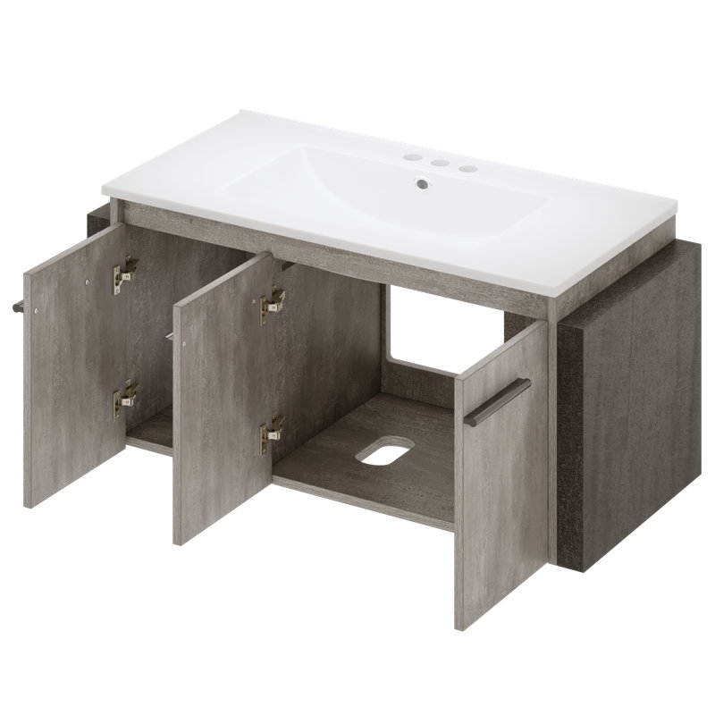 Ebern Designs 38" Bathroom Vanity Wall Mounted Modern Bathroom Cabinet With Ceramic Sink