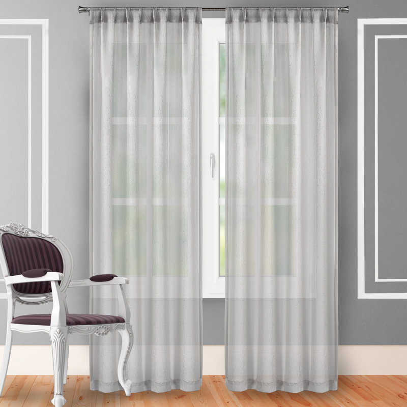 Paire de rideaux semi-transparents Strattford, Gris pâle, l 54" x L 84"