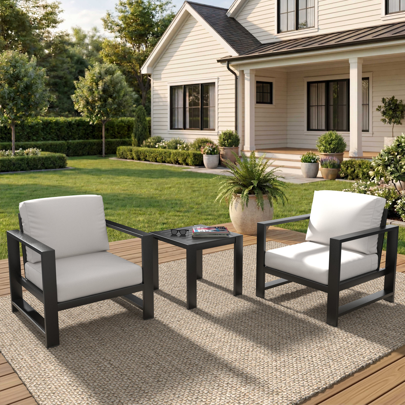Dulcie 2-Person Sunbrella® Patio Seating Group, Canvas White Sunbrella® Canvas