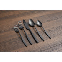 48-Piece Black Silverware Set with Organizer, Black Flatware Set with Steak  Kniv