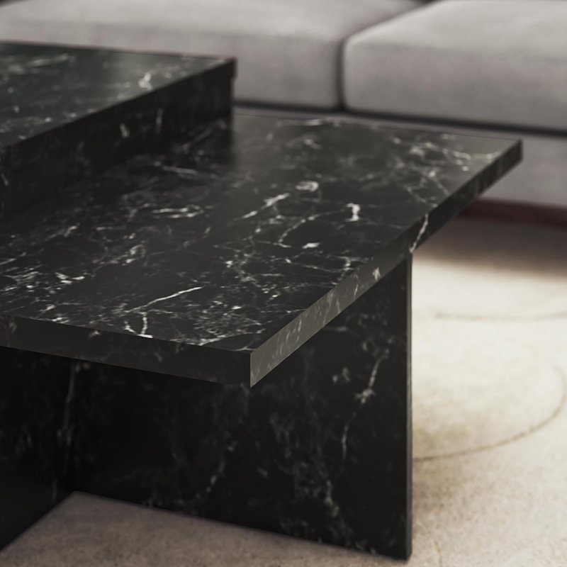 Brielle Two-Tiered Coffee Table, Faux Black Marble
