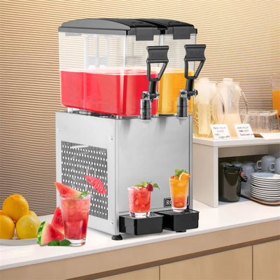 Distributeur de boissons 5,2 gallons 200 W 110 V 2 réservoirs pour boissons fraîches et jus