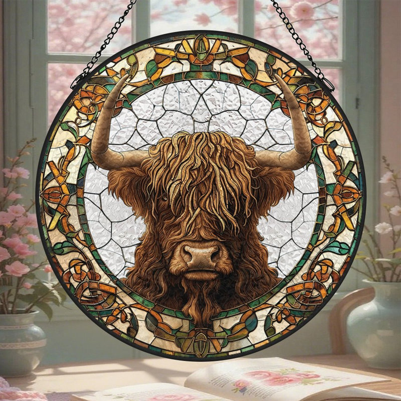 Tête de vache Highland, 6,3 x 6,3 po (16 x 16 cm)