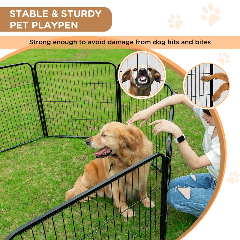 Black Metal 40-Inch Tall Dog Playpen with Door