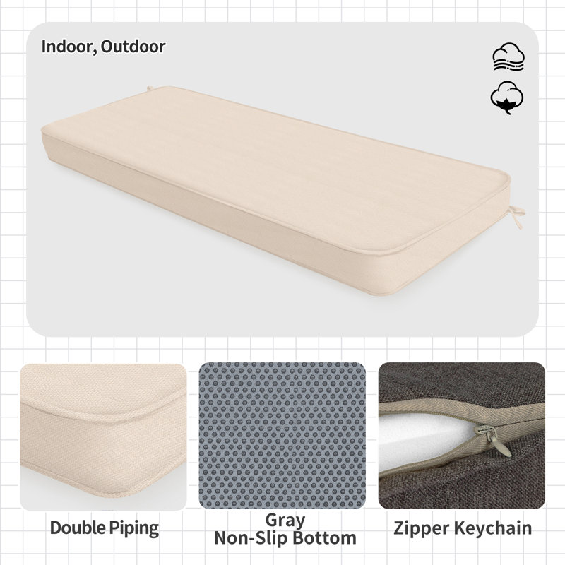 1'' H Customizable Bench Cushion For Indoor/Outdoor Furniture/Chair/Window Seat, Premium 75D High-Resilience Foam_1