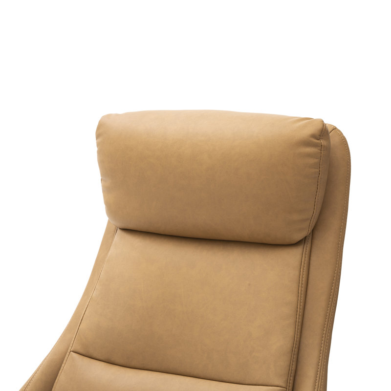 Corjan Mid-Century Modern Gas Lift Swivel Executive Chair or Office Chair with Headrest, Camel, Silver