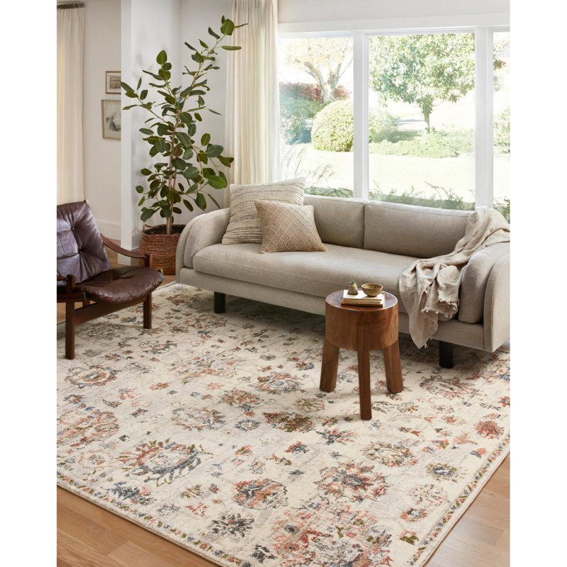 Tapis ivoire / gris Limaville, Rond 3 pi 9 po