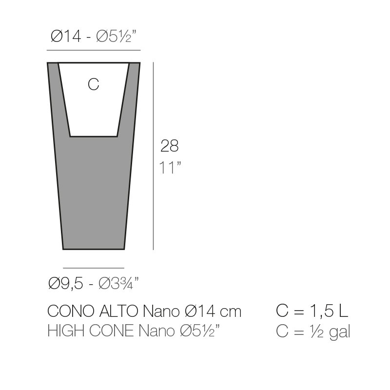 Pot de fleurs en résine Nano, H 11 po x l 5,5 po x P 5,5 po, Acier