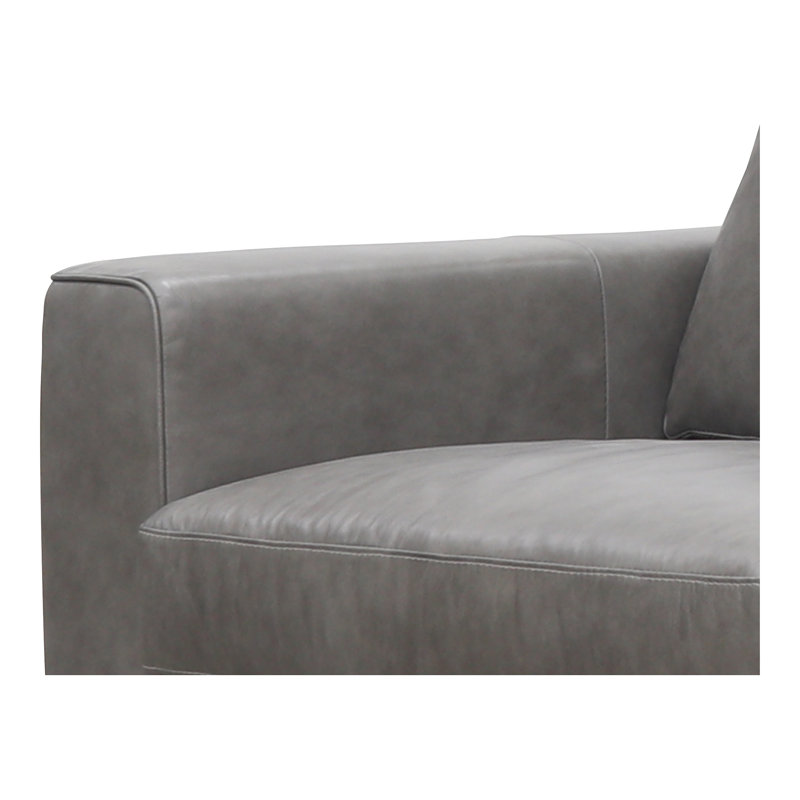 89" Genuine Leather Square Arm Sofa Bed, Gray