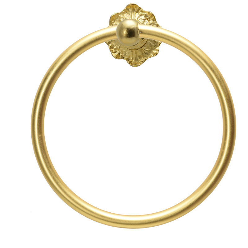 Acanthus full swing towel smooth ring Renaissance style in Antique Brass, Gold