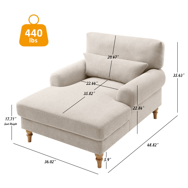 Chaise longue rembourrée avec dossier réglable Davene, Mélange de polyester beige