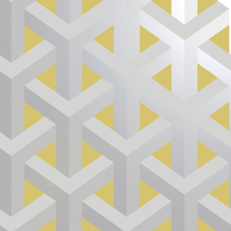 Bobbee 10m x 53cm Metallic Finish Wallpaper Roll, Yellow