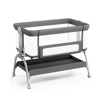 3 in 1 Baby Bassinet, Bassinet Bedside Sleeper, Portable Bedside Crib with 360 Breathable Mesh, Washable Mattress, 6 Height Adjustable, Lockable Wheels