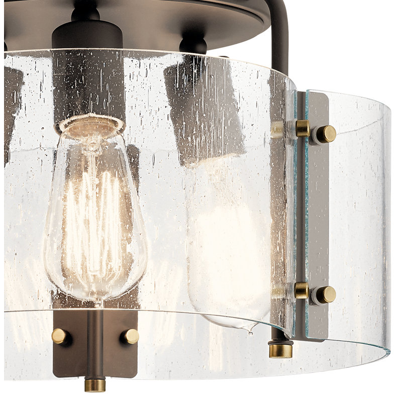 Taylor Glass Semi Flush Mount, Olde Bronze, 8.5" H x 18" W x 18" D