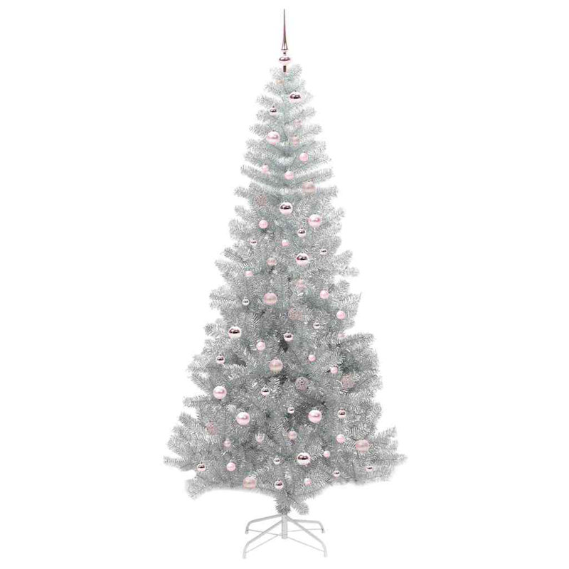 vidaXL Christmas Tree with 150 LEDs with Stand Silver PET, 7.87 ft