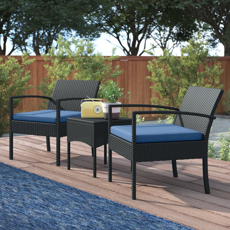 Lisette 2 - Person Patio Conversation Set with Cushions, Blue