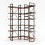 Bibliothèque d'angle industrielle en forme de L, 85,83 po H x 47,44 po L, grande tablette à 6 niveaux avec cadre en métal et entretoise en X