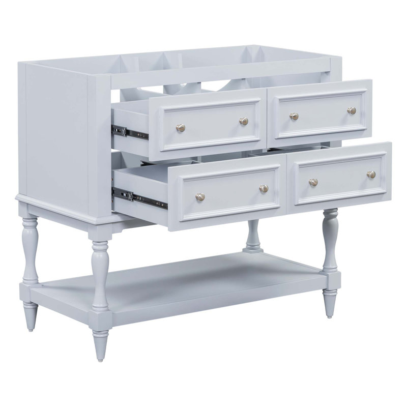 Bathroom Vanity Base Cabinet With 4 Drawers & Soft Closing Doors (NOT INCLUDE BASIN SINK), Bleu