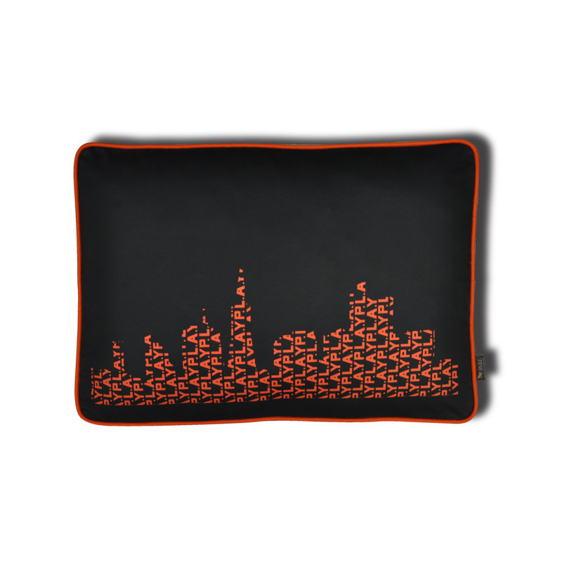 Lit pour chien City Skyline, Petit (l 28 po x P 20 po x H 4 po), Noir ivoire / orange Giants