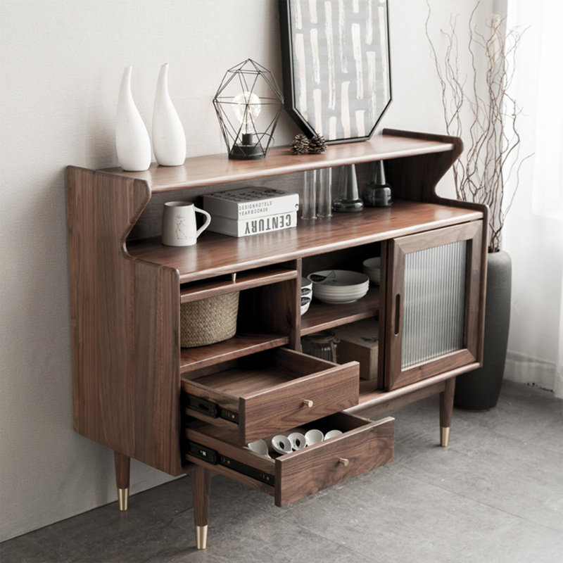 Table de buffet multifonctionnelle en verre de style japonais, 36.22" H x 47.24" W x 16.14" D