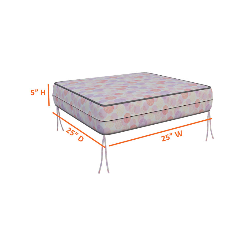 Outdoor Square Printed Cushion Cover, Decorative Cushion Sofa Cover With Piping, 5" H x 25" W x 25" D